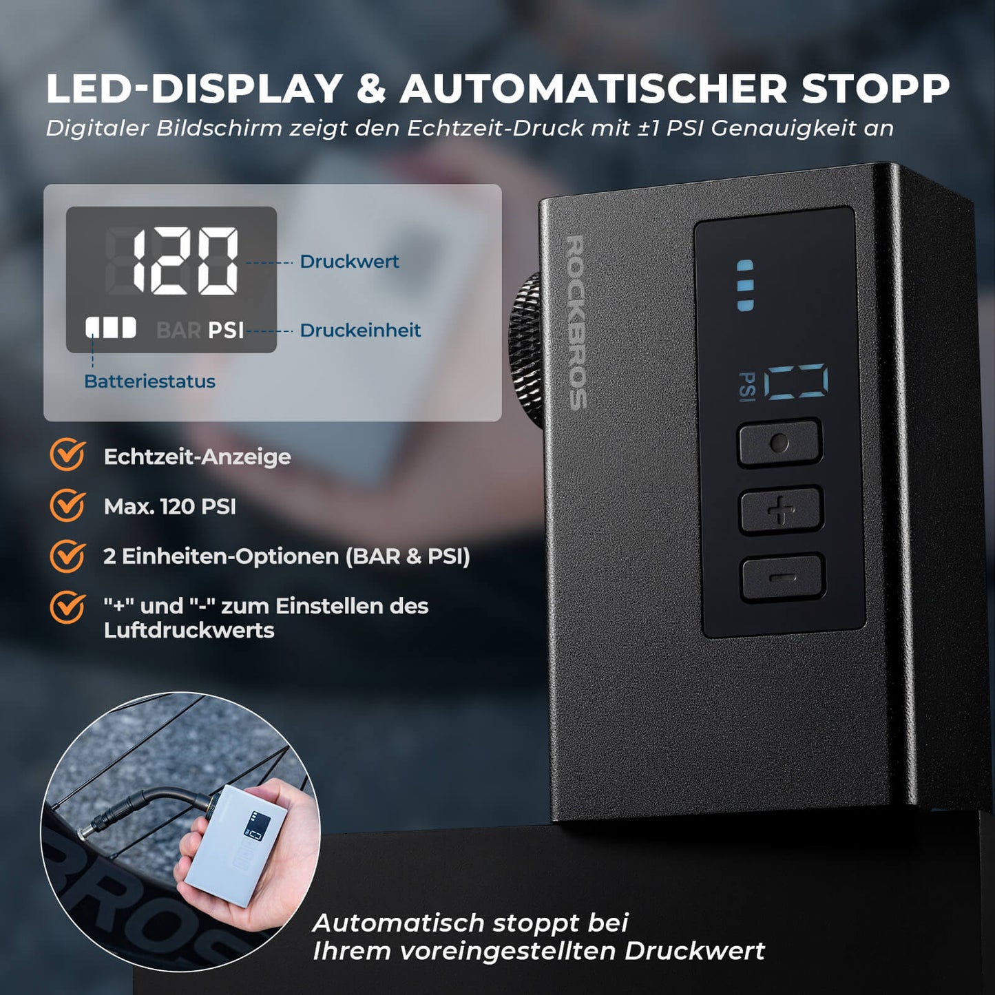 MINI Electric Bicycle Pump Portable AS240 Pro ROCKBROS