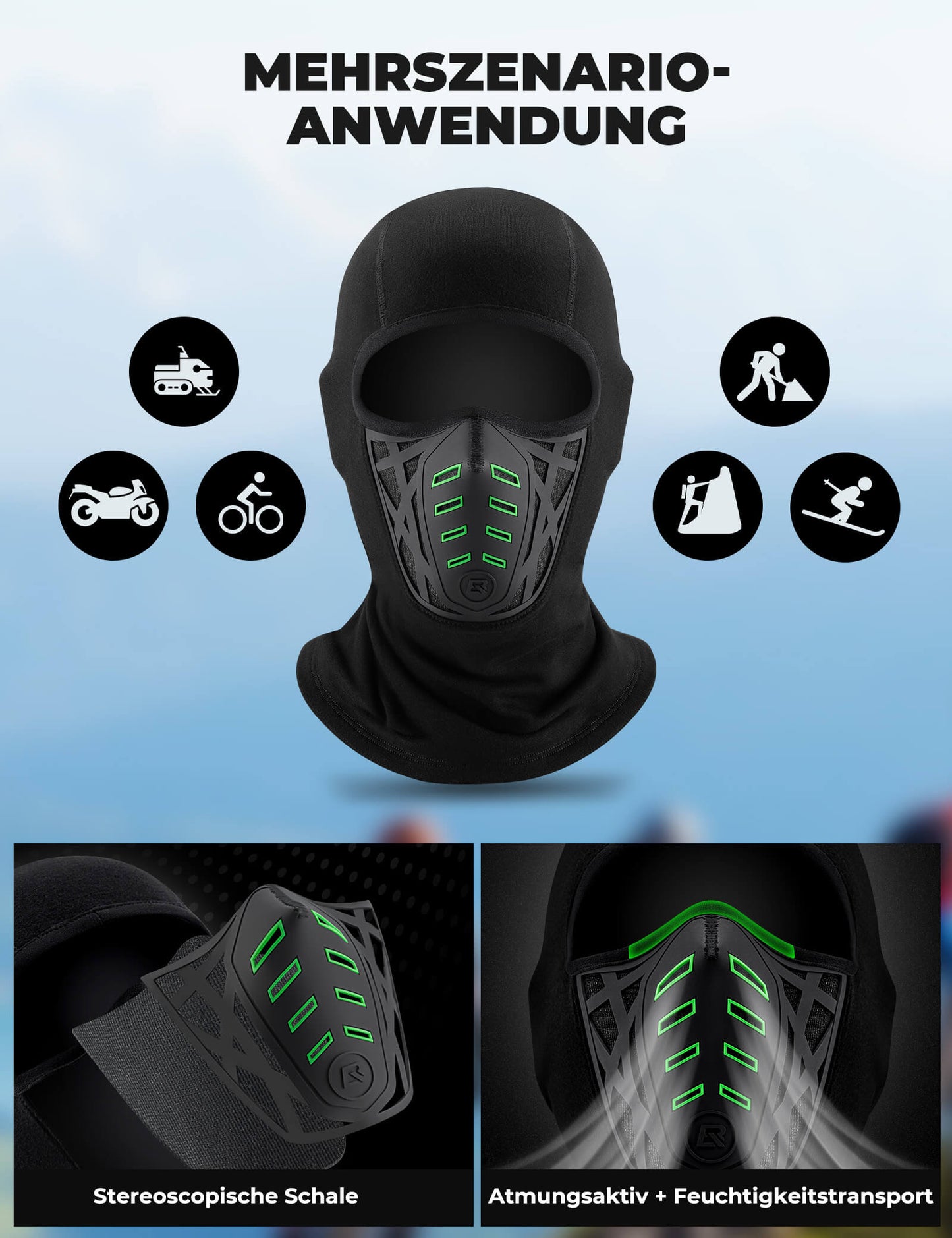 Multifunctional ballast hood, windproof & dustproof, breathable with neck protection, ROCKBROS