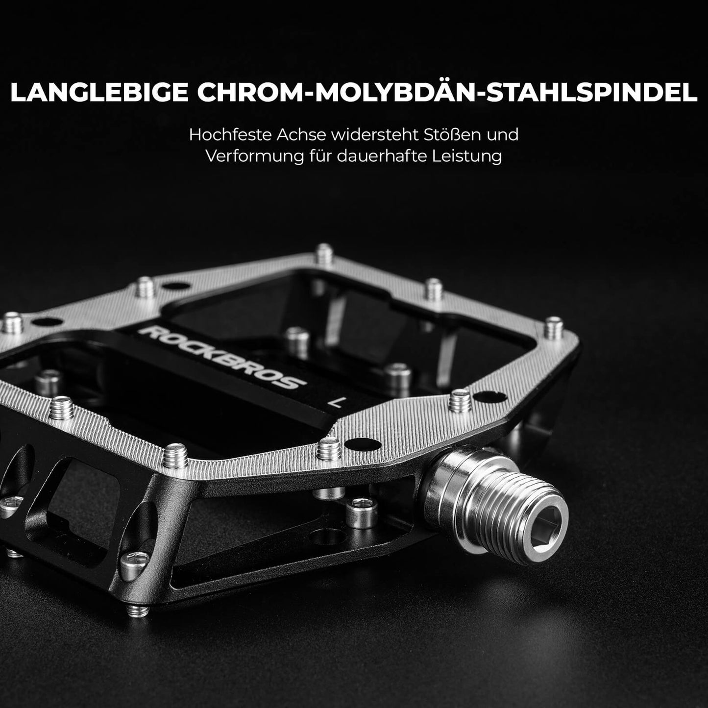 Pedals with anti-slip pins - Wide platform & chrome-molybdenum axle ROCKBROS