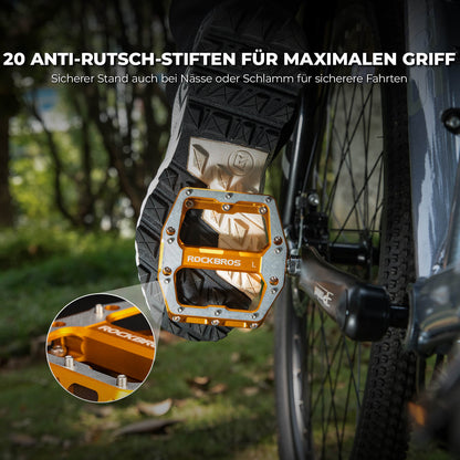 Pedals with anti-slip pins - Wide platform & chrome-molybdenum axle ROCKBROS
