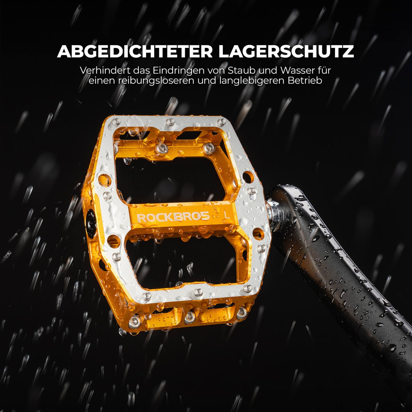 Pedals with anti-slip pins - Wide platform & chrome-molybdenum axle ROCKBROS