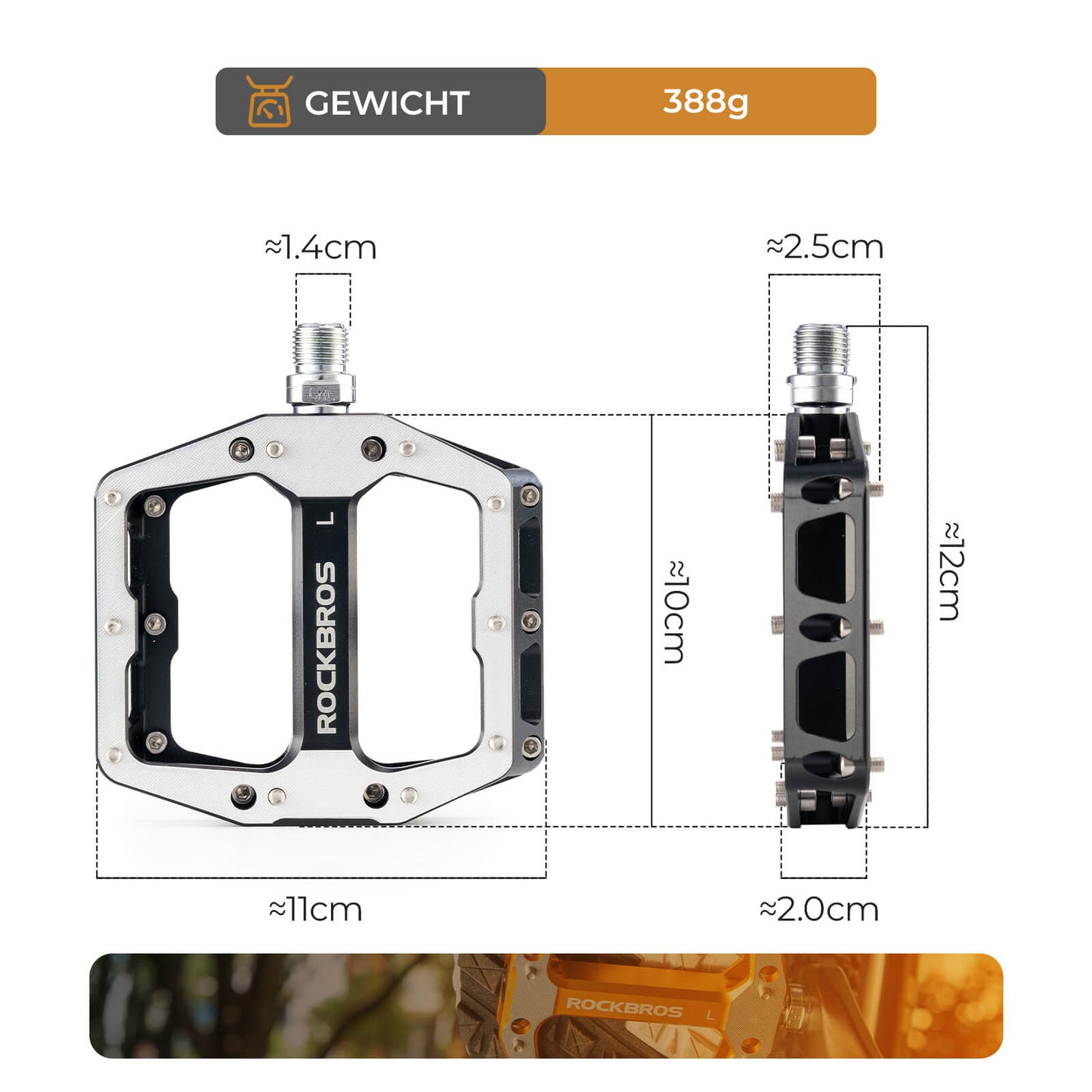 Pedals with anti-slip pins - Wide platform & chrome-molybdenum axle ROCKBROS
