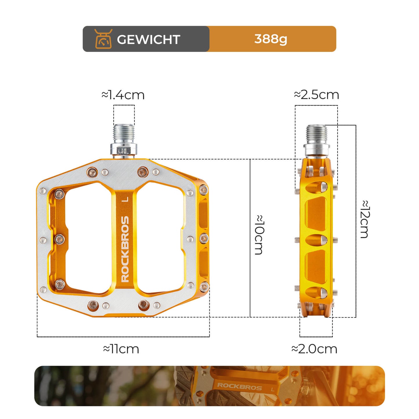 Pedals with anti-slip pins - Wide platform & chrome-molybdenum axle ROCKBROS