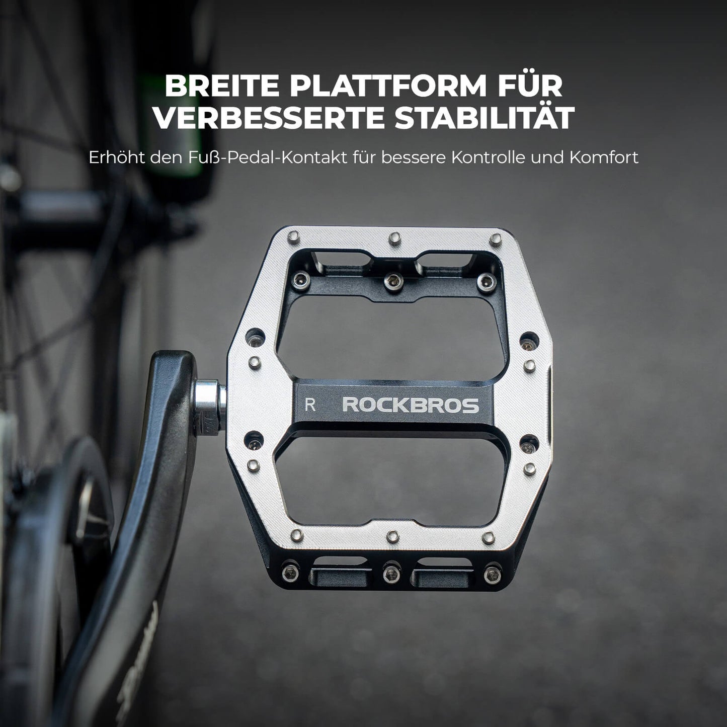 Pedals with anti-slip pins - Wide platform & chrome-molybdenum axle ROCKBROS
