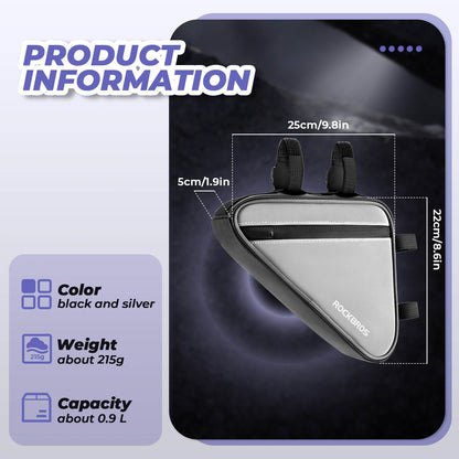 Bicycle bag, reflective frame bag, triangular bag, 0.9L, ROCKBROS