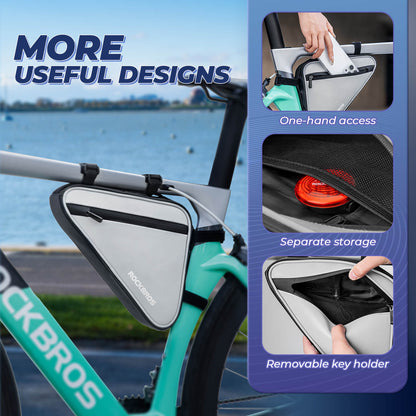 Bicycle bag, reflective frame bag, triangular bag, 0.9L, ROCKBROS