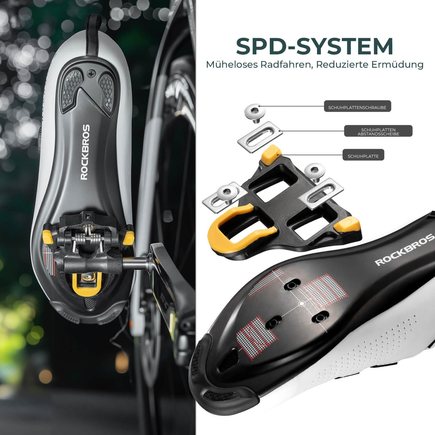 SPD bicycle pedals with adjustable tension ROCKBROS