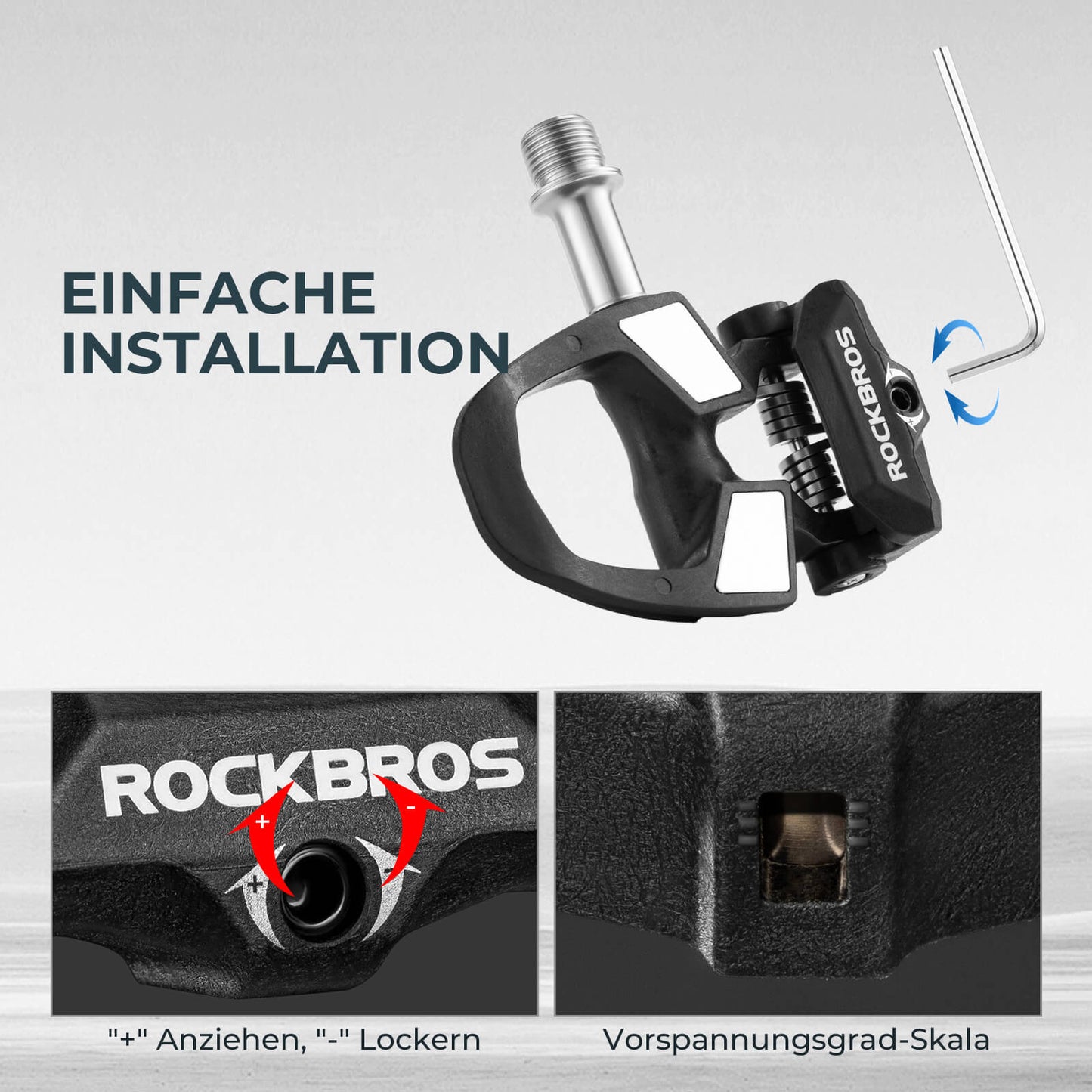 SPD bicycle pedals with adjustable tension ROCKBROS