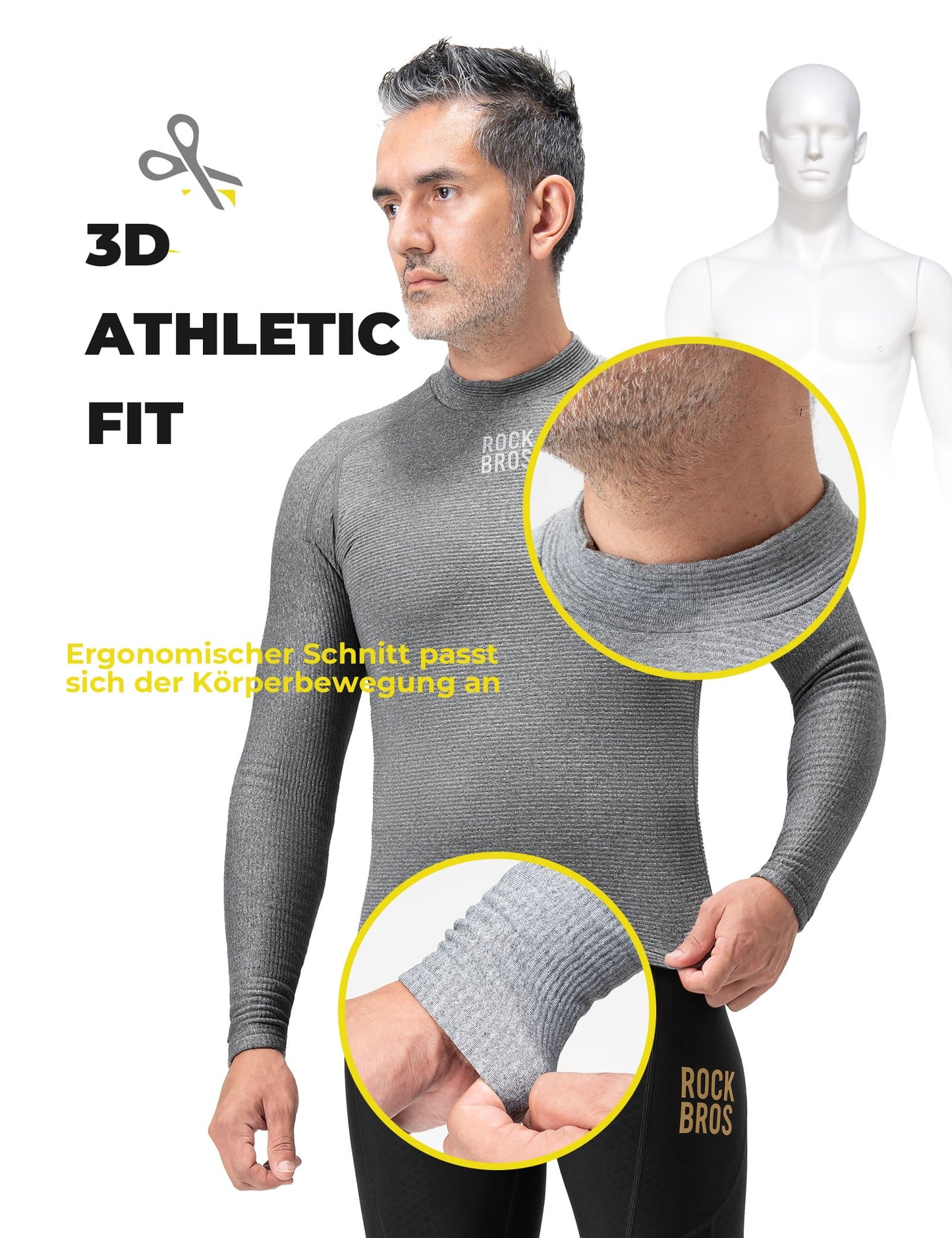 Double-layer cycling underwear, reflective, thermally insulated, men's, ROCKBROS