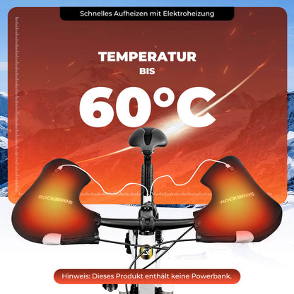 Heated, water-resistant bicycle handlebar muffs - rechargeable ROCKBROS