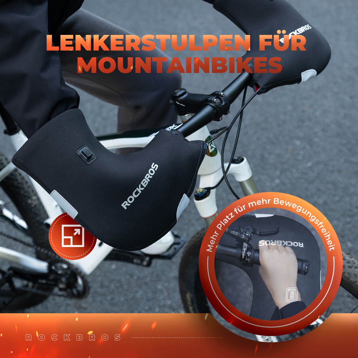 Heated, water-resistant bicycle handlebar muffs - rechargeable ROCKBROS