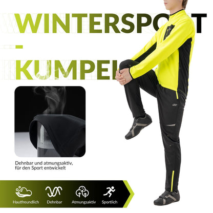 Men's Cycling Jacket & Pants Set Winter Yellow Windproof Warm for Outdoor Sports ROCKBROS