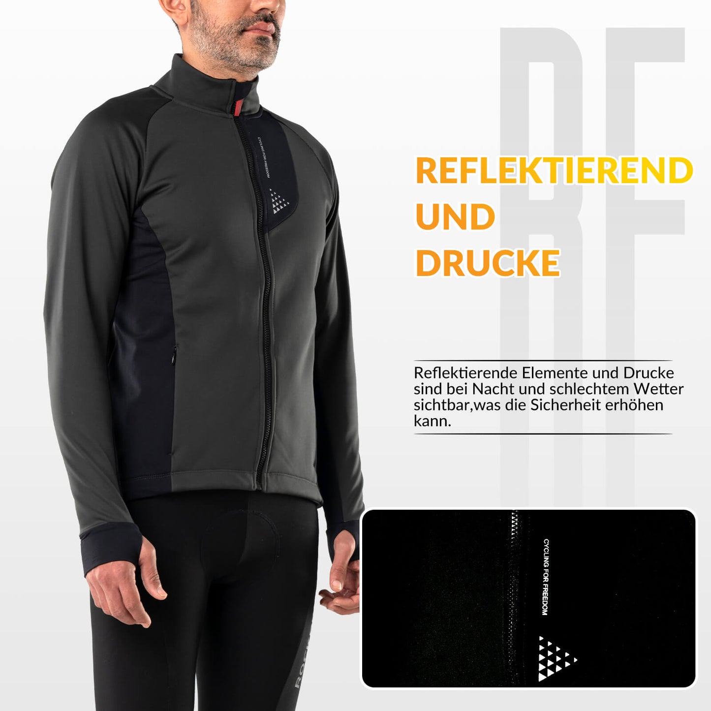 Men's Winter Cycling Jacket, Windproof, Breathable with Fleece Lining, ROCKBROS