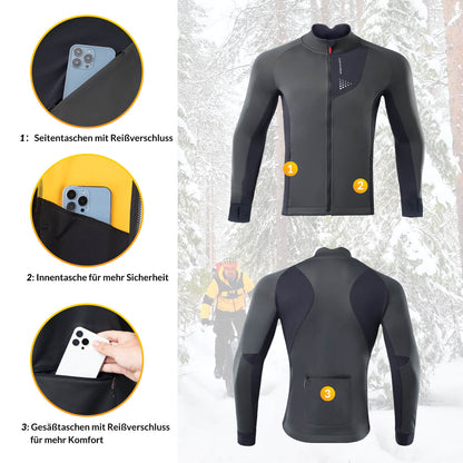 Men's Winter Cycling Jacket, Windproof, Breathable with Fleece Lining, ROCKBROS