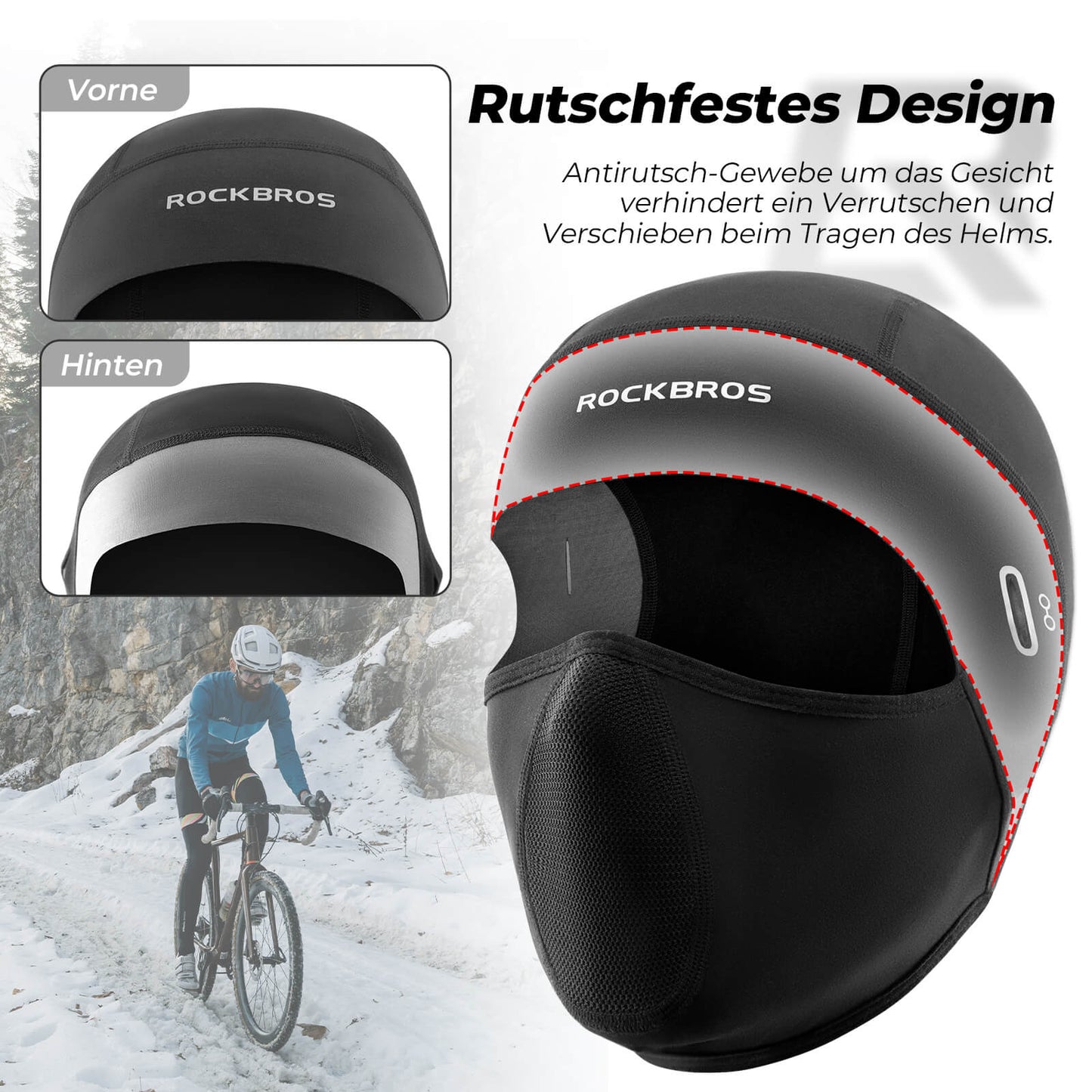 Balaclava Fleece Under-Helmet Mask for Cycling and Skiing ROCKBROS