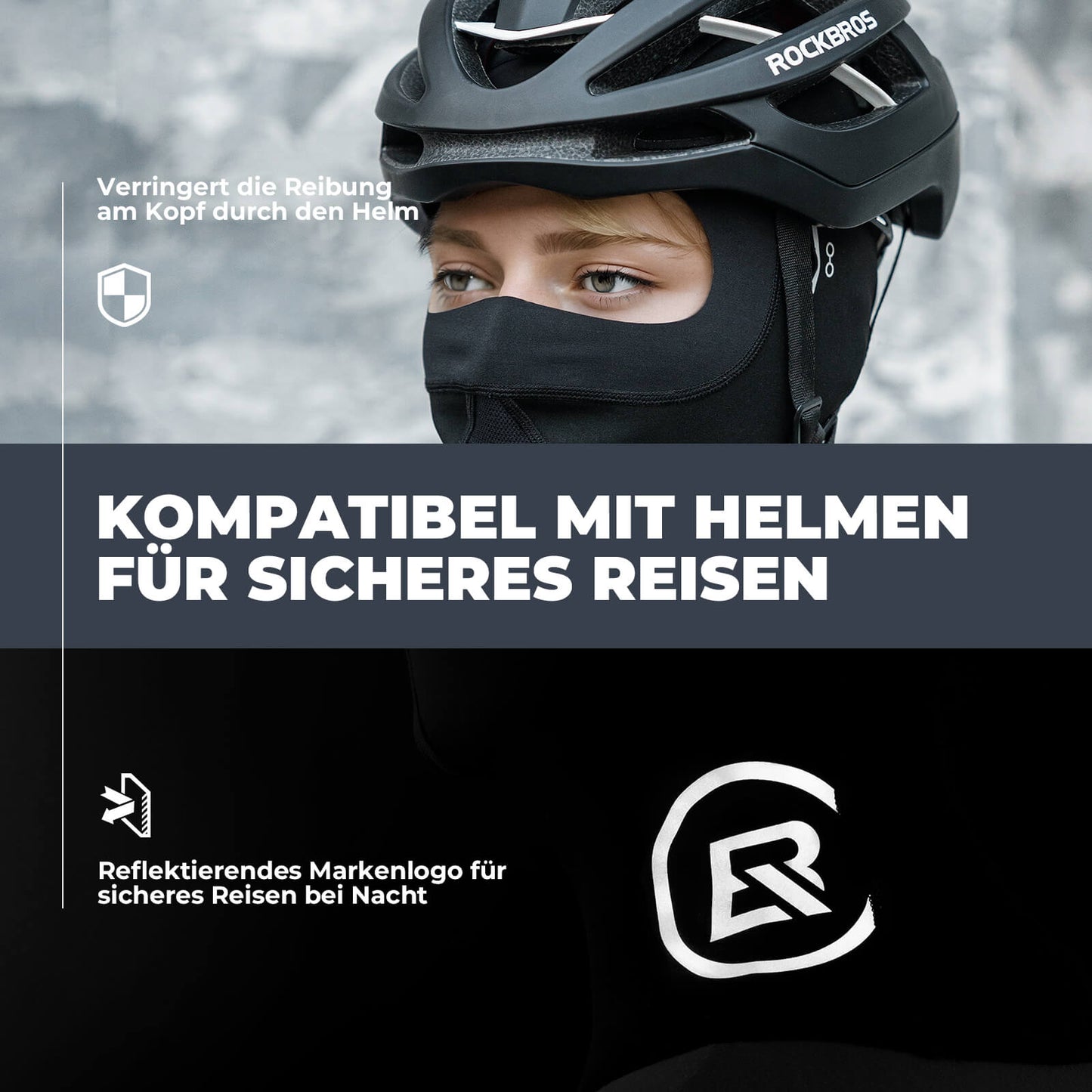 Balaclava, Windproof, Breathable Fleece, for Outdoor Sports, Unisex, ROCKBROS