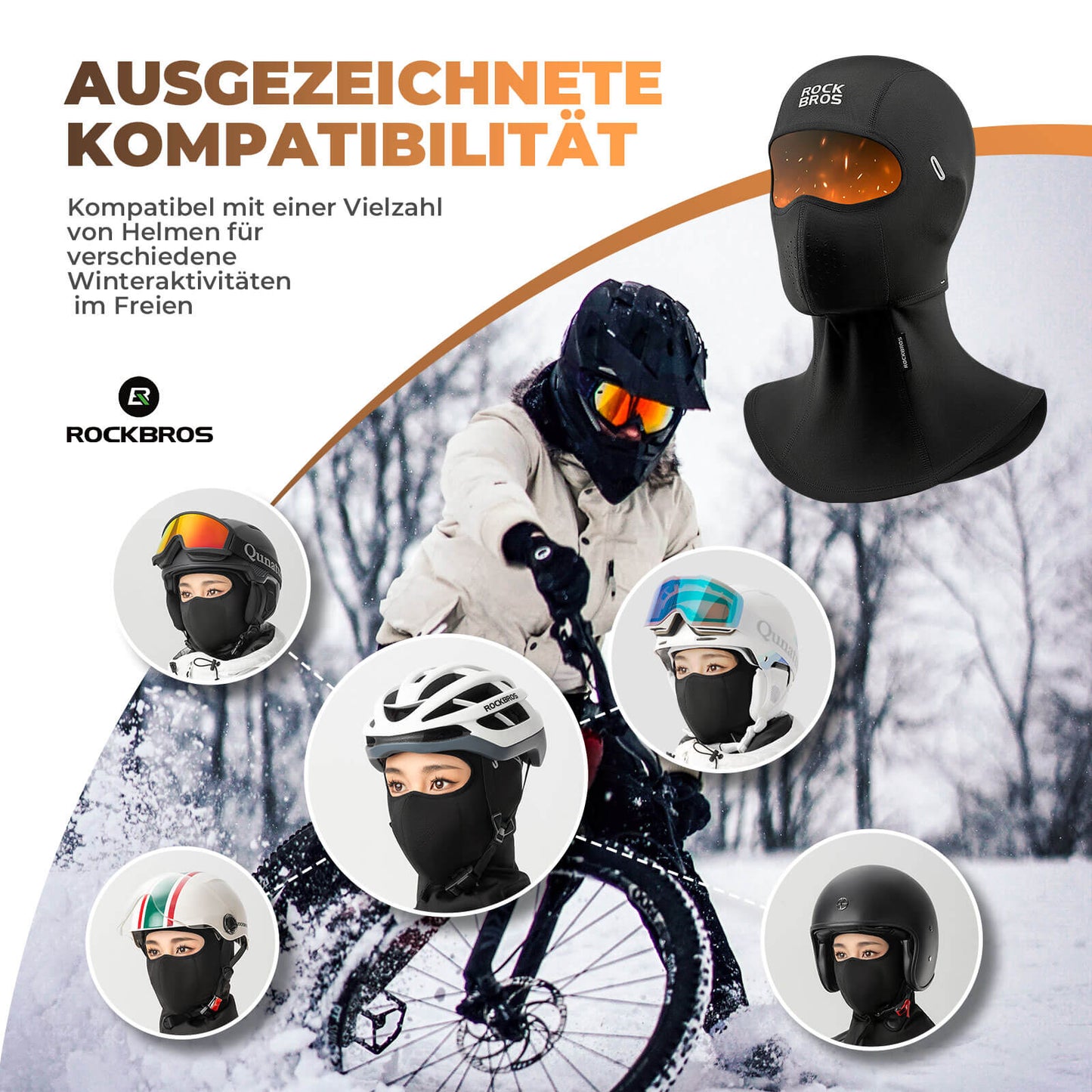 Balaclava, windproof face protection for cycling, unisex, ROCKBROS