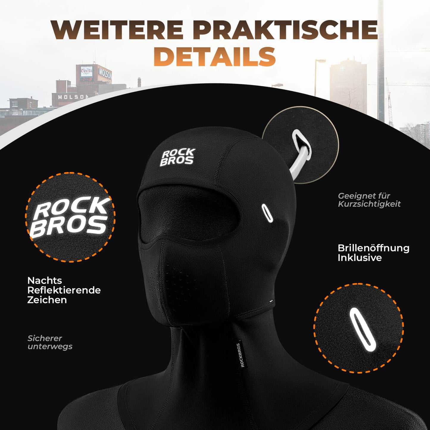 Balaclava, windproof face protection for cycling, unisex, ROCKBROS