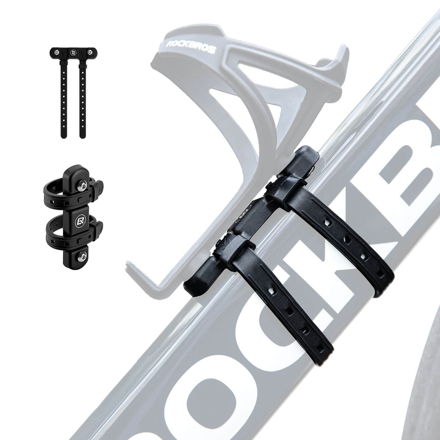 Universal bottle holder for bicycles. No drilling required. Base for conversion. ROCKBROS