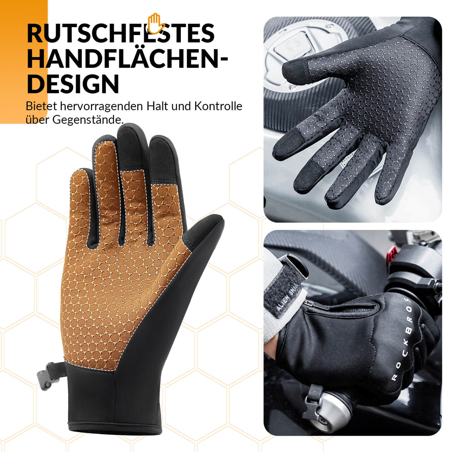 Winter cycling gloves with gel padding, touchscreen compatible, ROCKBROS