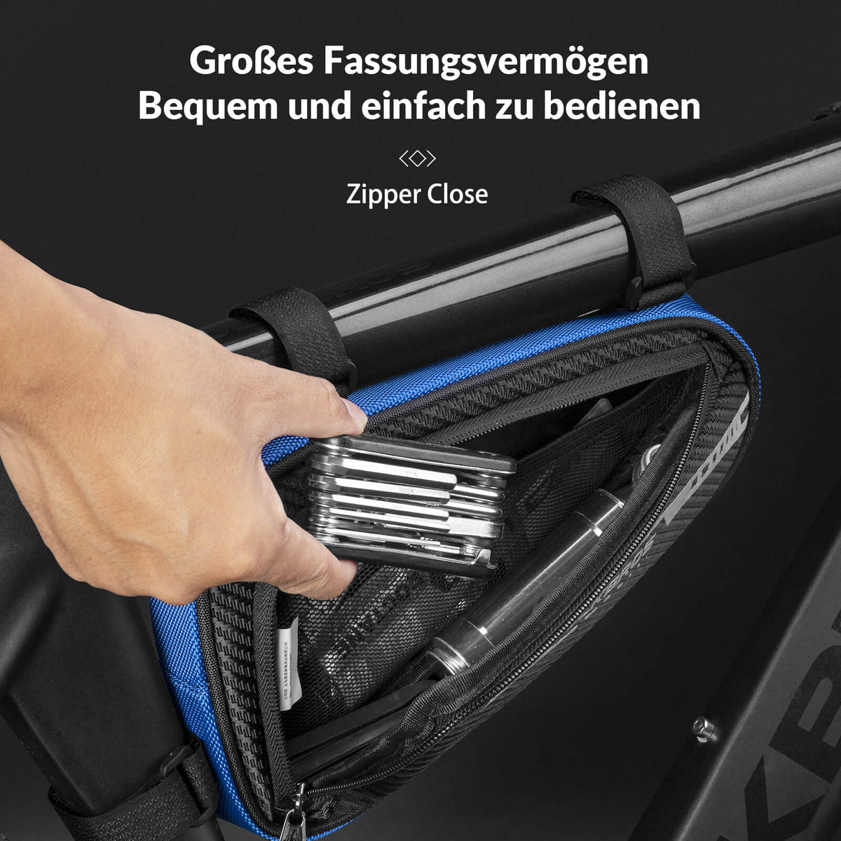 ROCKBROS Rahmentasche wasserdicht Dreieckstasche für MTB & Rennräder 1,2L