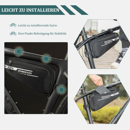 ROCKBROS Rahmentasche wasserdicht Dreieckstasche für MTB & Rennräder 1,2L