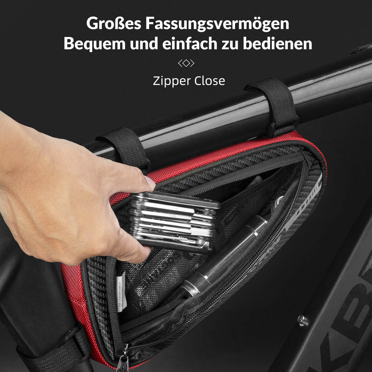 ROCKBROS Rahmentasche wasserdicht Dreieckstasche für MTB & Rennräder 1,2L