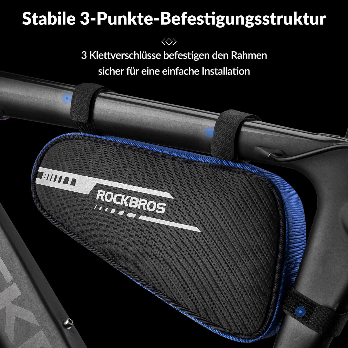 ROCKBROS Rahmentasche wasserdicht Dreieckstasche für MTB & Rennräder 1,2L