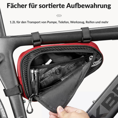 ROCKBROS Rahmentasche wasserdicht Dreieckstasche für MTB & Rennräder 1,2L
