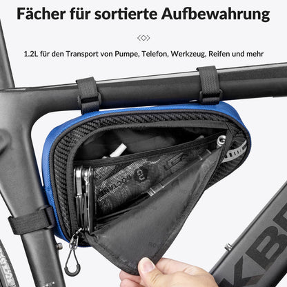 ROCKBROS Rahmentasche wasserdicht Dreieckstasche für MTB & Rennräder 1,2L