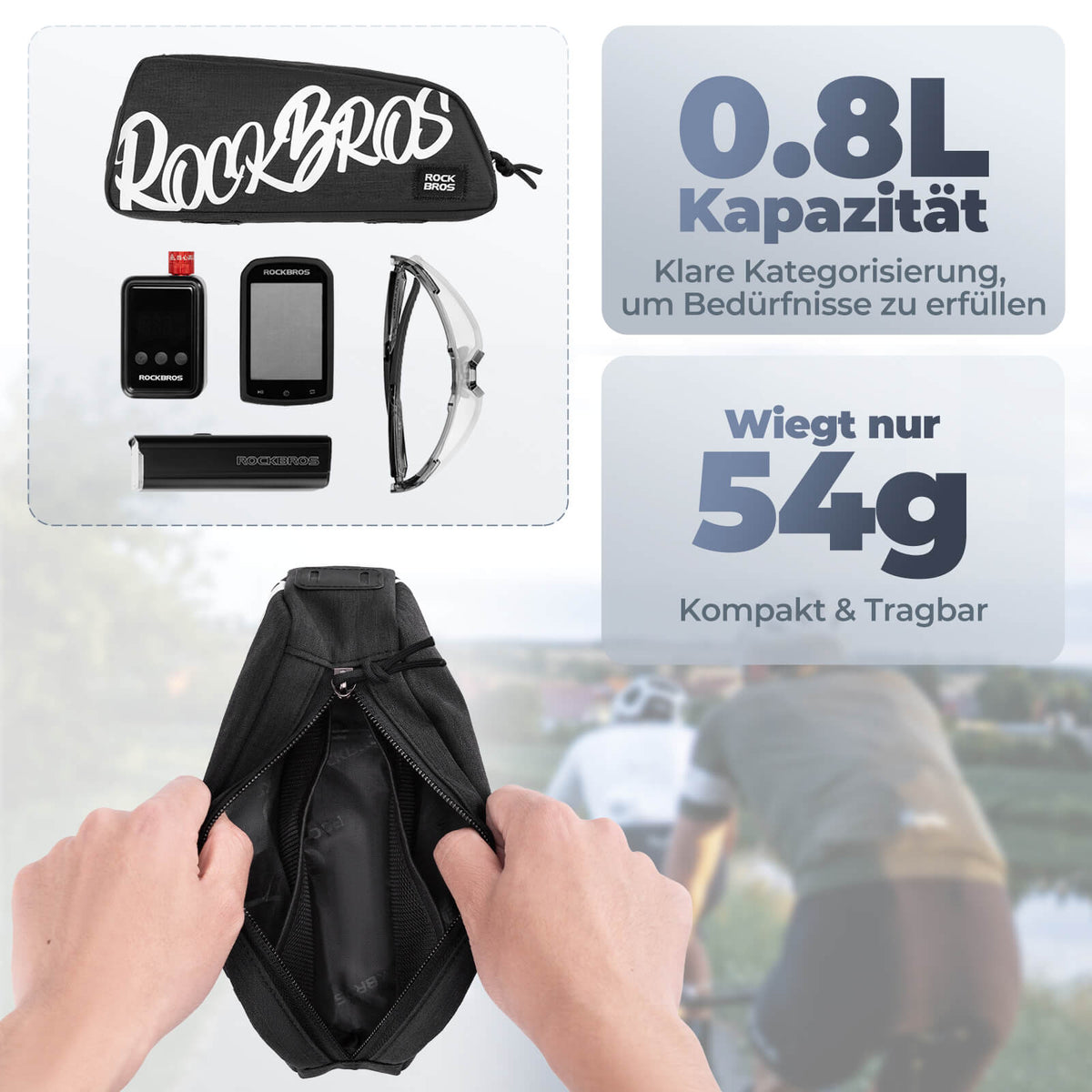 ROCKBROS Oberrohrtasche Rahmentasche 0,8L - SketchRide Series