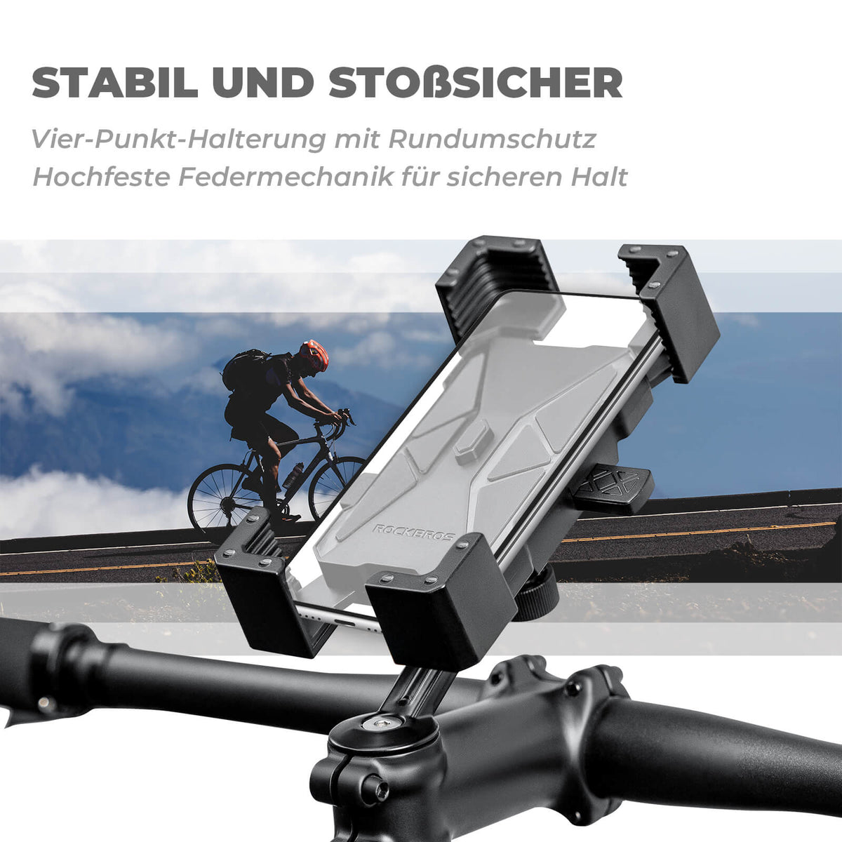 ROCKBROS Fahrrad Handyhalterung 360° Drehbar für Handy 4.5~7.2"