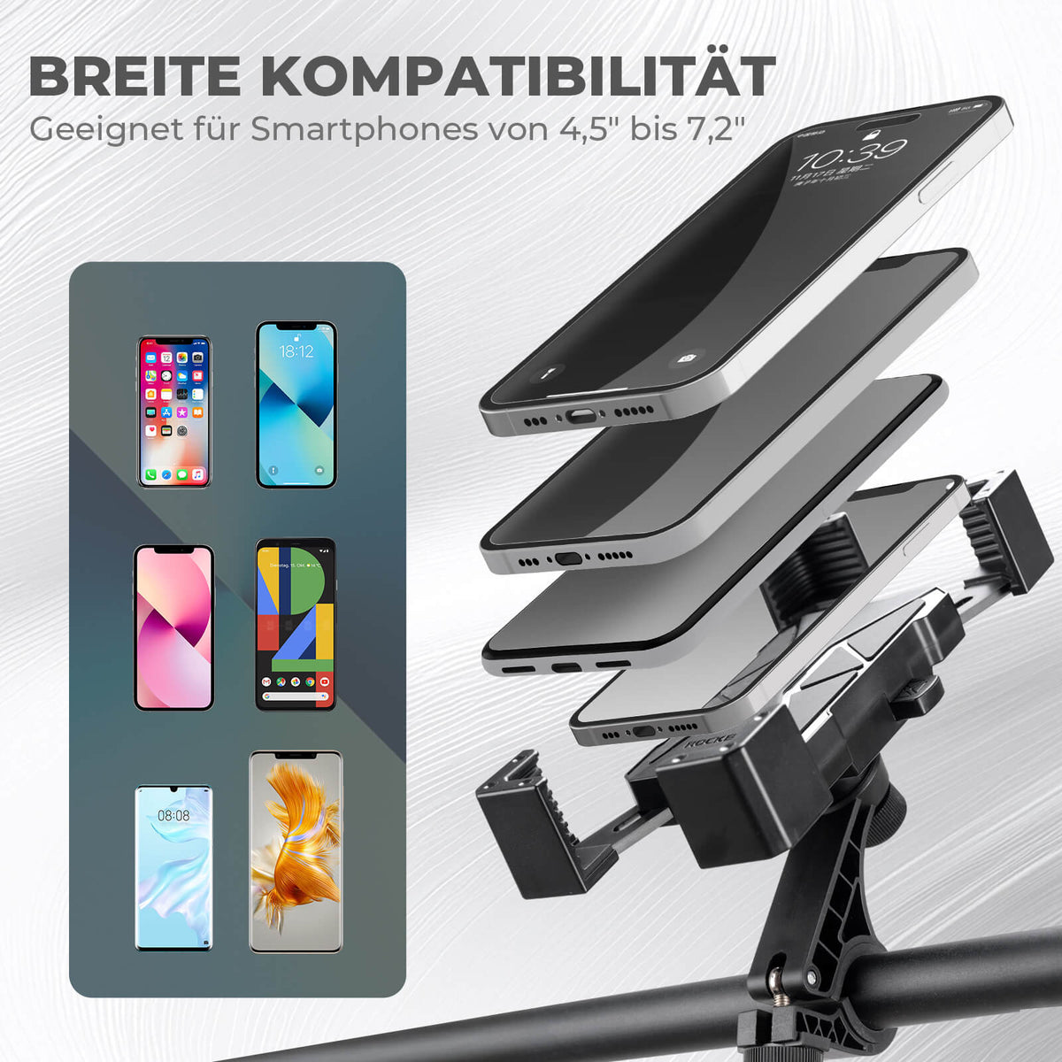 ROCKBROS Fahrrad Handyhalterung 360° Drehbar für Handy 4.5~7.2"