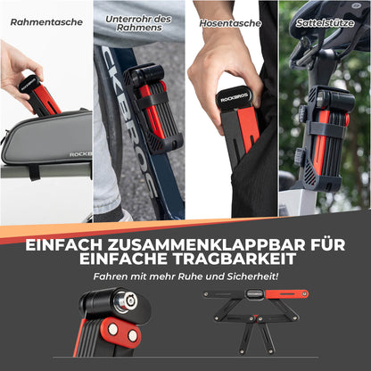 Folding bicycle lock, robust anti-theft device with 2 keys, ROCKBROS