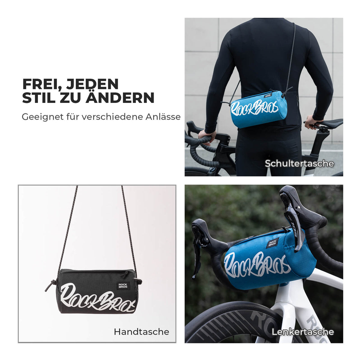 ROCKBROS Lenkertasche Klein mit Schultergurt 2L/3,6L - SketchRide Series
