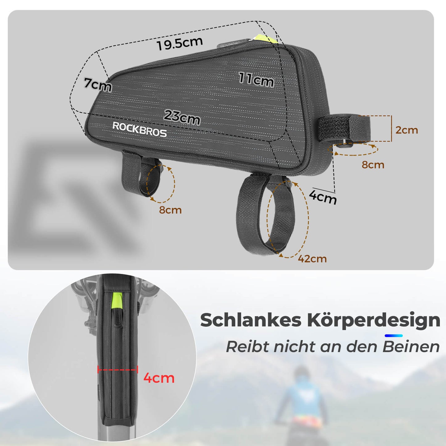 Bicycle top tube bag/saddle bag 1.1L with internal compartments ROCKBROS