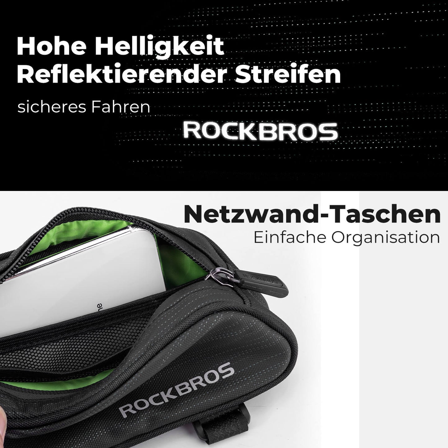 Bicycle top tube bag/saddle bag 1.1L with internal compartments ROCKBROS