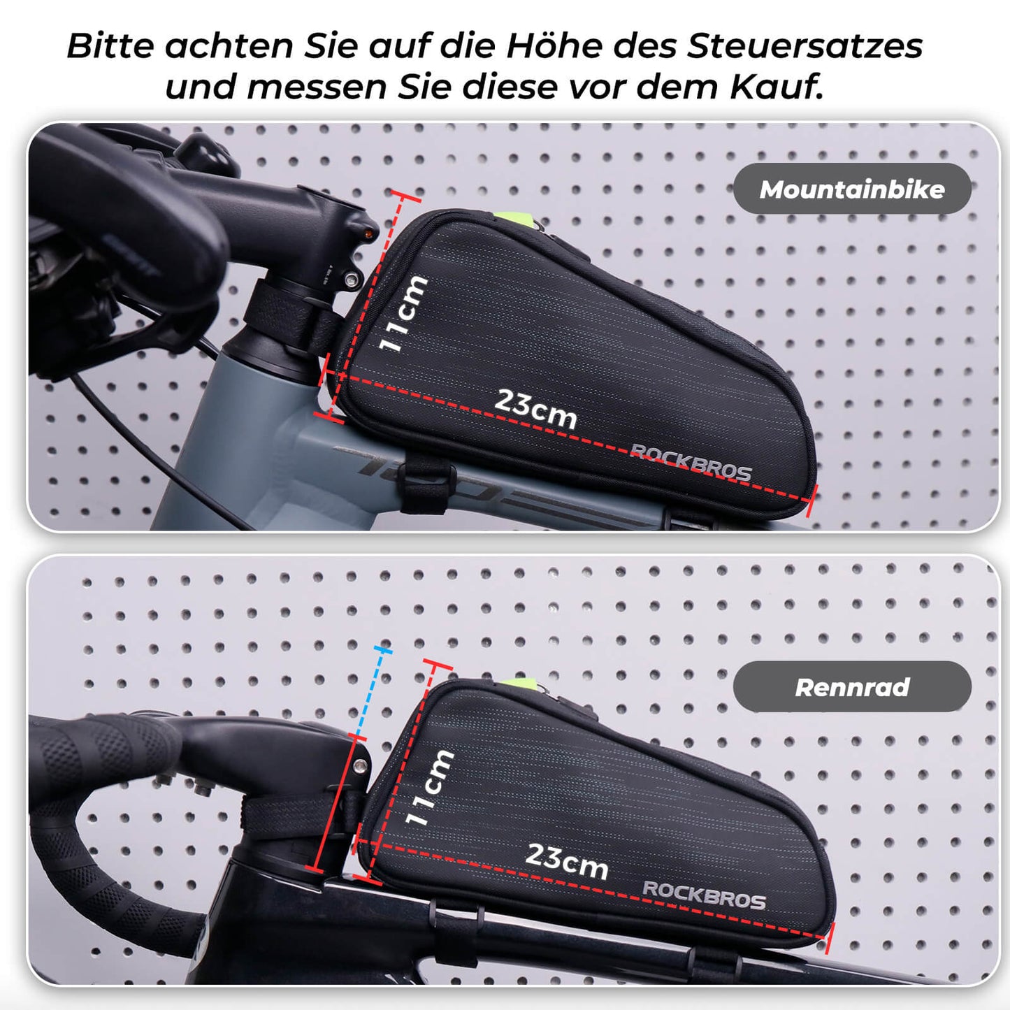 Bicycle top tube bag/saddle bag 1.1L with internal compartments ROCKBROS