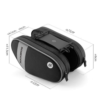 Bicycle frame bag with 360° rotating phone holder, 1.5 L, BK ROCKBROS