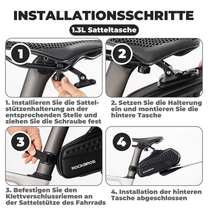 Bicycle saddle bag with mudguard, water-repellent, 1.3L/0.8L, ROCKBROS