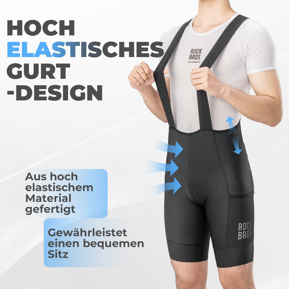 ROCKBROS Herren Fahrrad Trägerhose mit Sitzpolster Atmungsaktiv Sommer