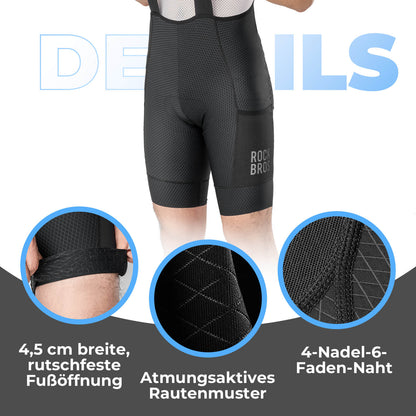 ROCKBROS Herren Fahrrad Trägerhose mit Sitzpolster Atmungsaktiv Sommer