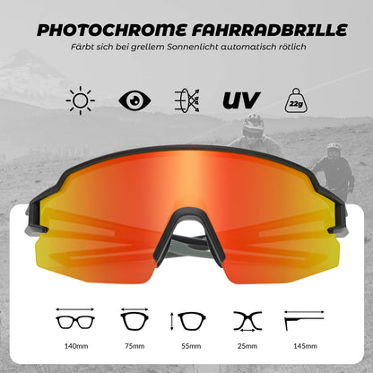 ROCKBROS Fahrradbrille Photochromatisch Sonnenbrille UV400-Schutz