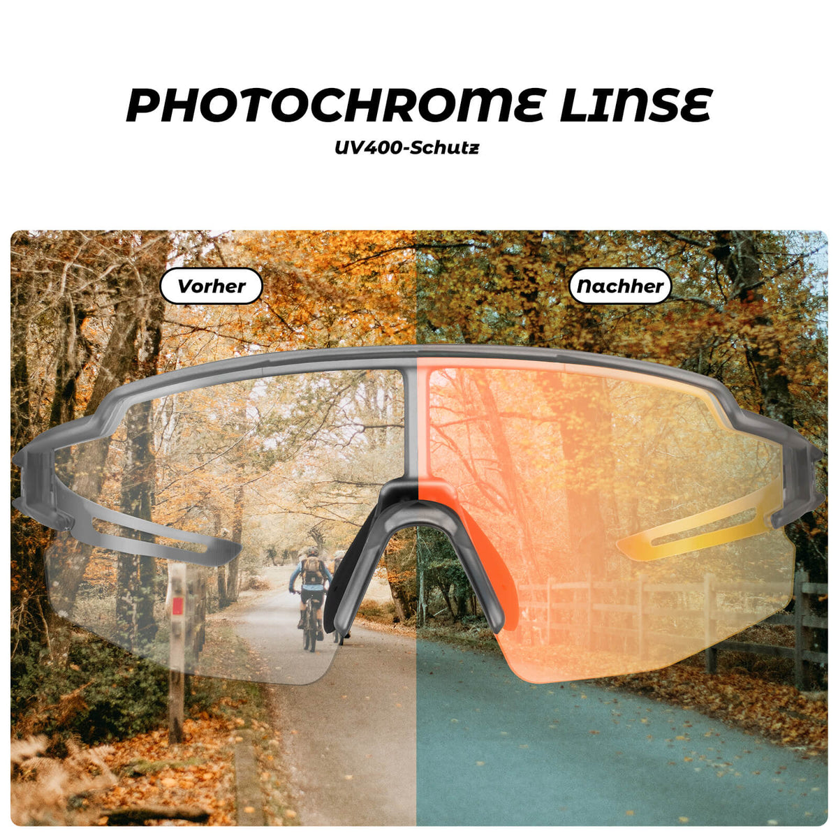 ROCKBROS Fahrradbrille Photochromatisch Sonnenbrille UV400-Schutz