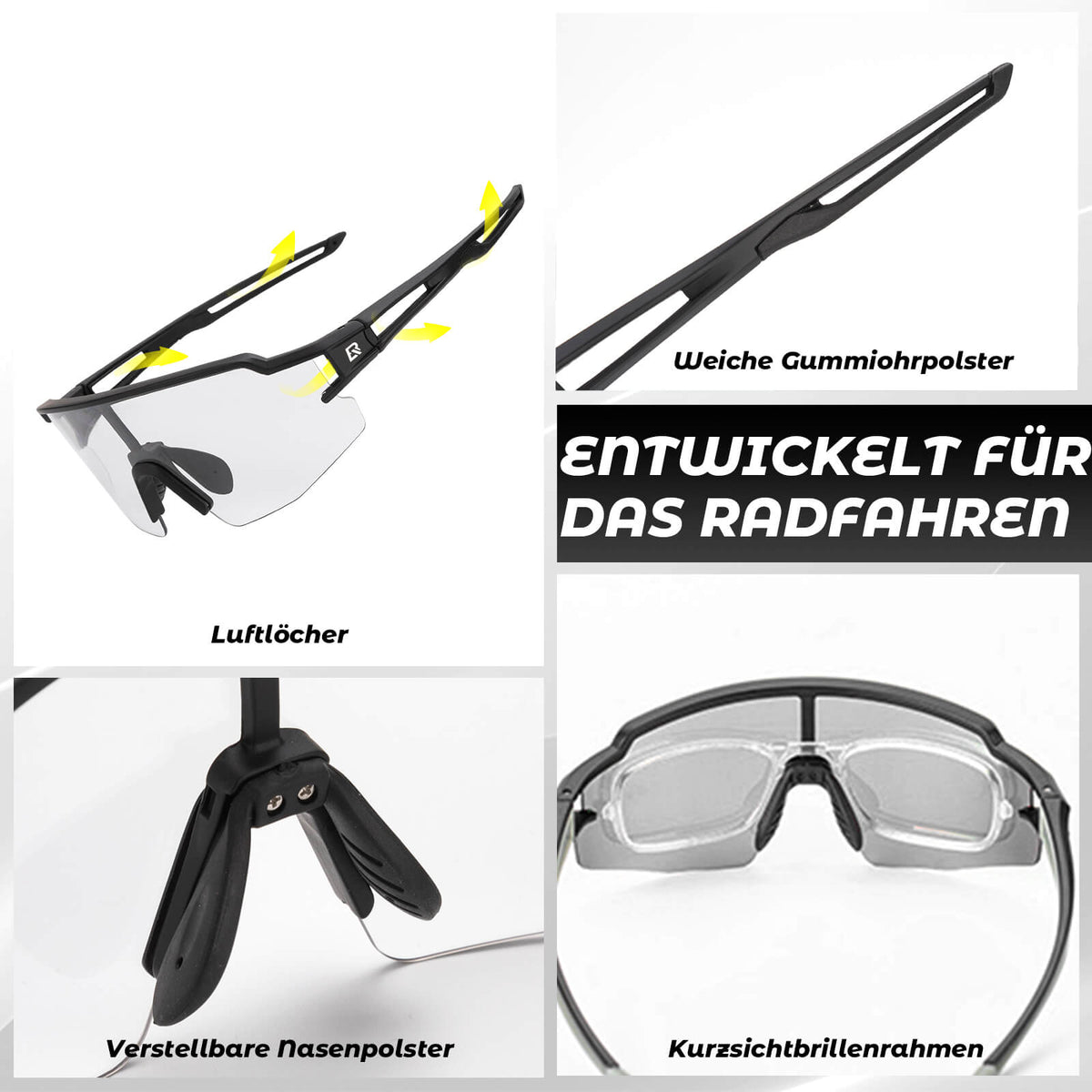 ROCKBROS Fahrradbrille Photochromatisch Sonnenbrille UV400-Schutz
