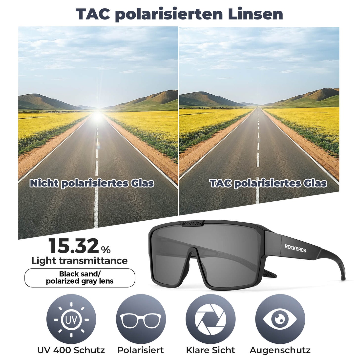 Polarized cycling glasses, outdoor sunglasses, over-glasses, MTB road bike, ROCKBROS