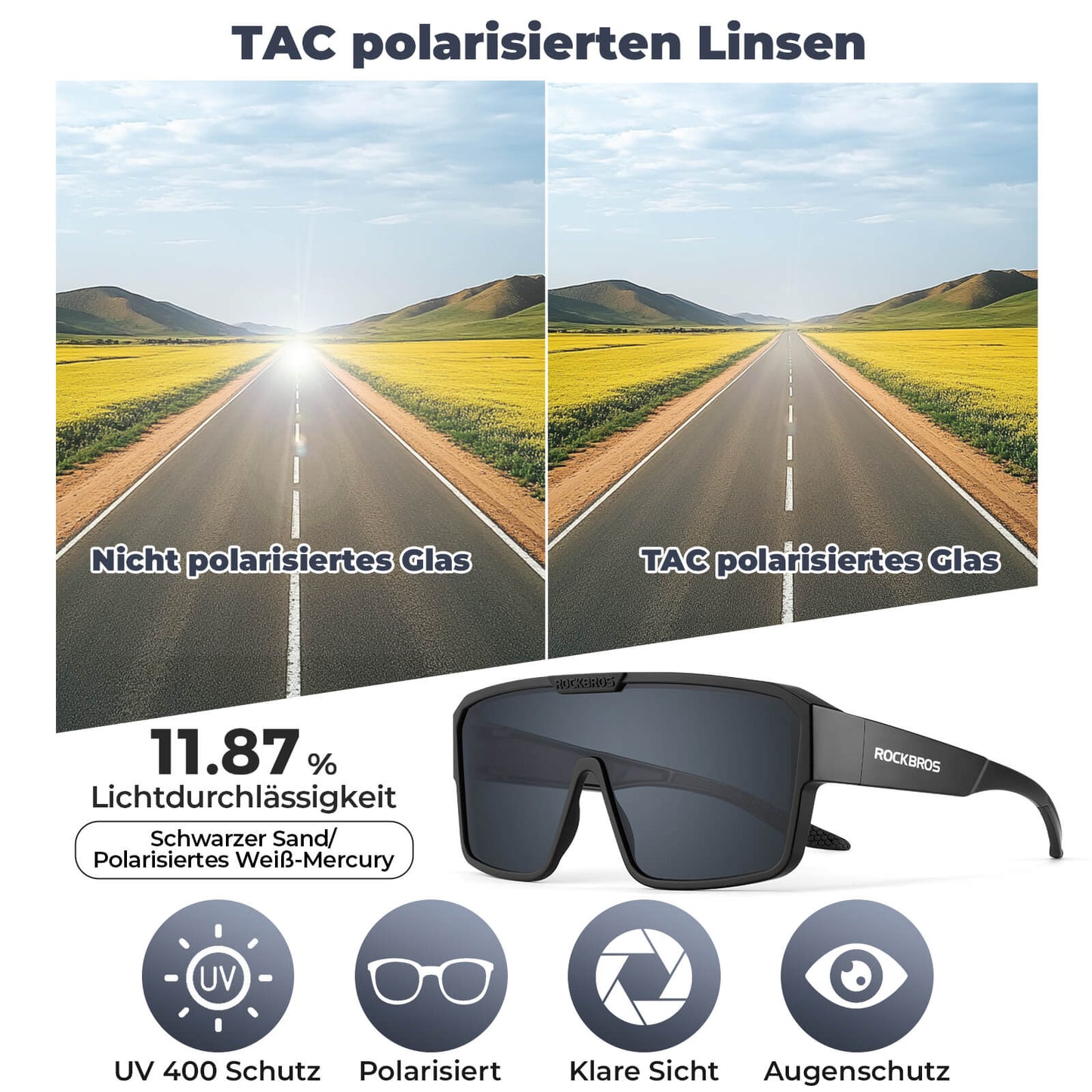 Polarized cycling glasses, outdoor sunglasses, over-glasses, MTB road bike, ROCKBROS