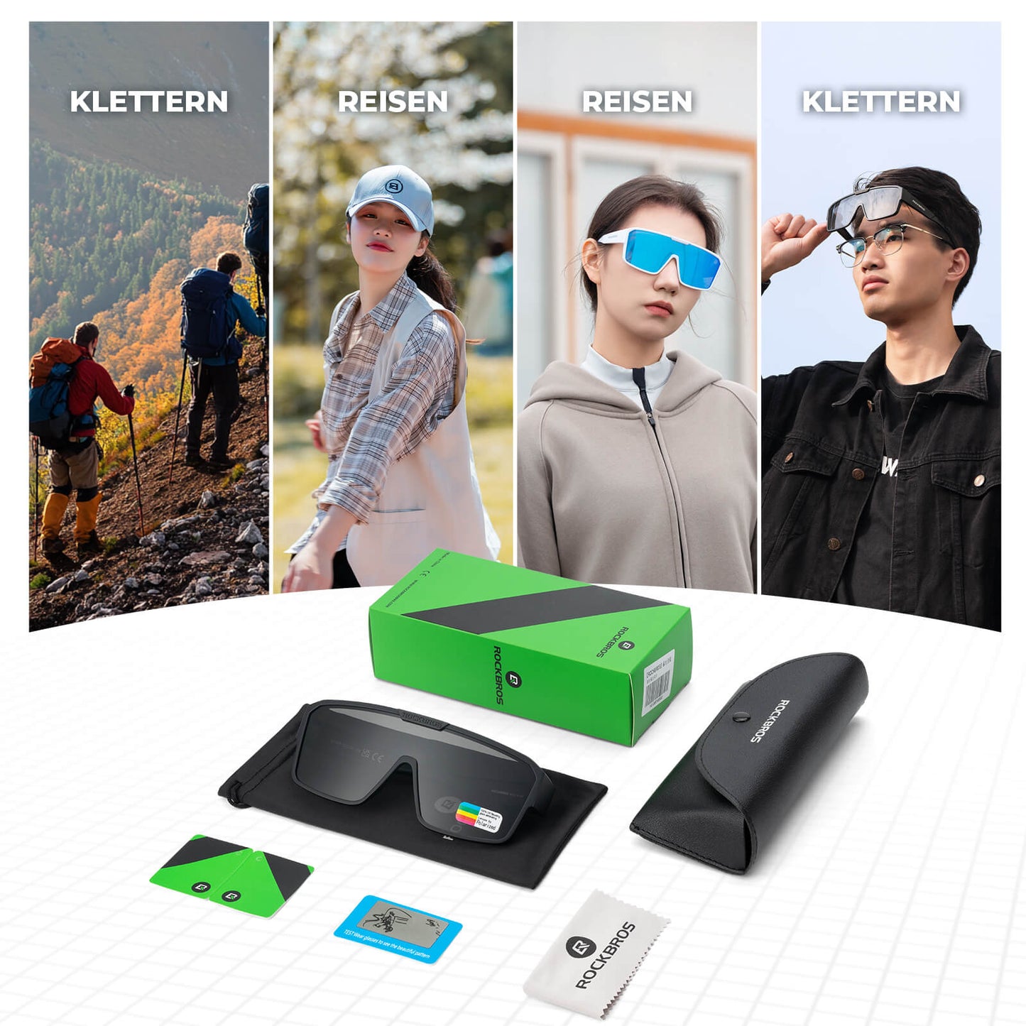 Polarized cycling glasses, outdoor sunglasses, over-glasses, MTB road bike, ROCKBROS