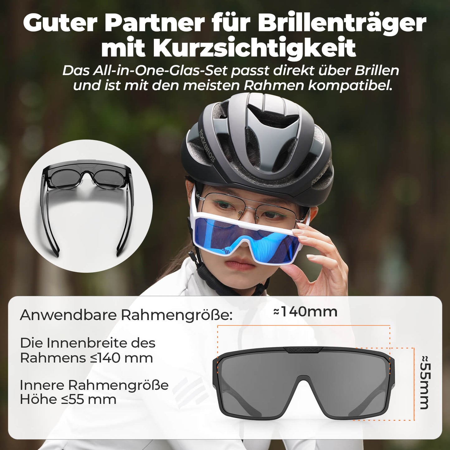 Polarized cycling glasses, outdoor sunglasses, over-glasses, MTB road bike, ROCKBROS