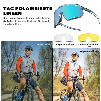 Cycling glasses, polarized sunglasses, UV protection, interchangeable nose pads, women's/men's, ROCKBROS